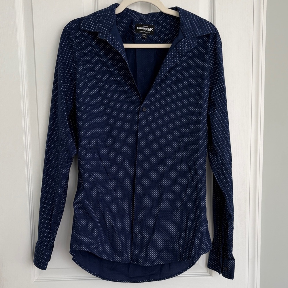 Express Dark Blue Patterned Shirt